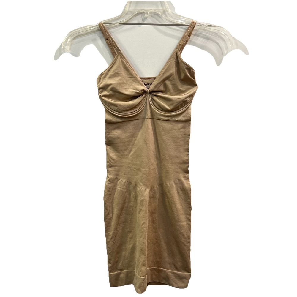 Spanx By Sara Blakely M Mini Dress Slip Underwire Beige Slimming Tummy Shapewear